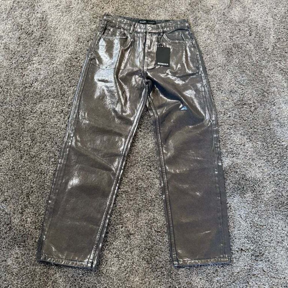 NWT Bershka‎ Metallic Baggy Jeans Size US 30  Party Festival Y2K
